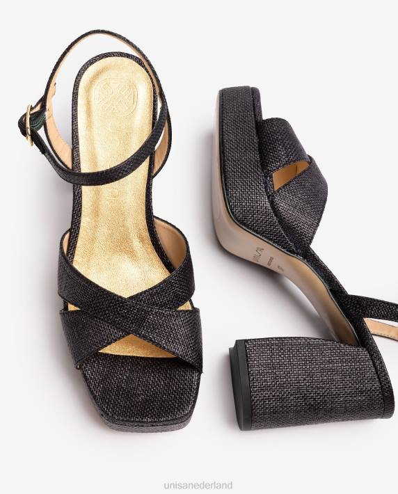 Unisa 02B069 sandaal met brede hak vrouwen zwart