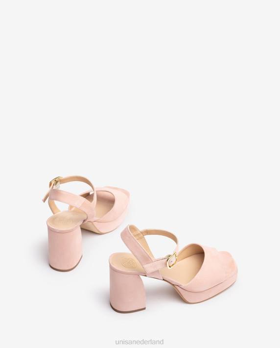 Unisa 02B06 suède sandaal met brede hak vrouwen roze