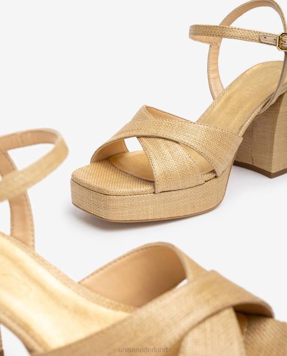 Unisa 02B070 sandaal met brede hak vrouwen bruin