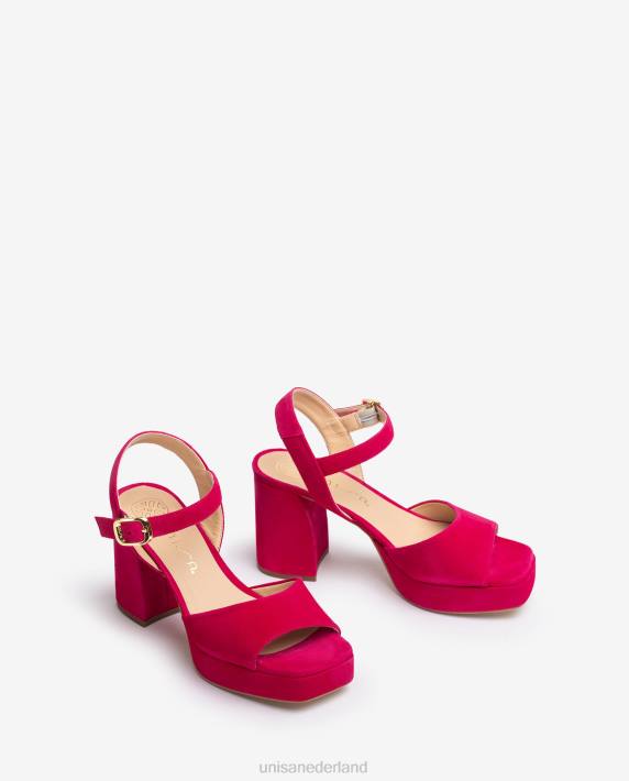 Unisa 02B083 suède sandaal met brede hak vrouwen roze