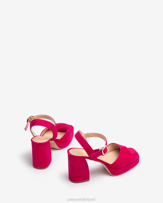 Unisa 02B083 suède sandaal met brede hak vrouwen roze