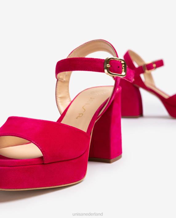 Unisa 02B083 suède sandaal met brede hak vrouwen roze