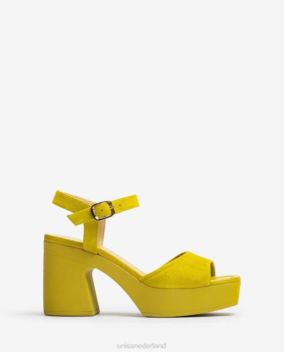 Unisa 02B085 sandaal met bijpassende blokhak vrouwen groente