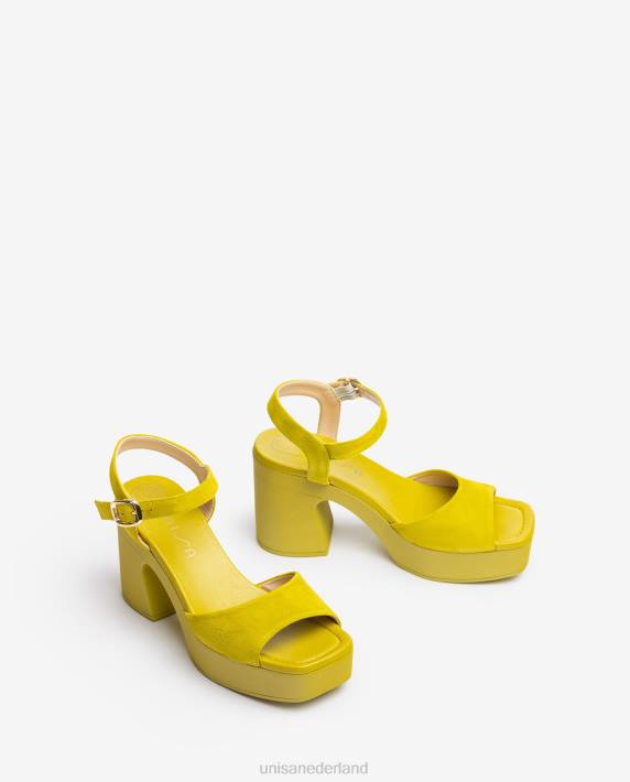 Unisa 02B085 sandaal met bijpassende blokhak vrouwen groente