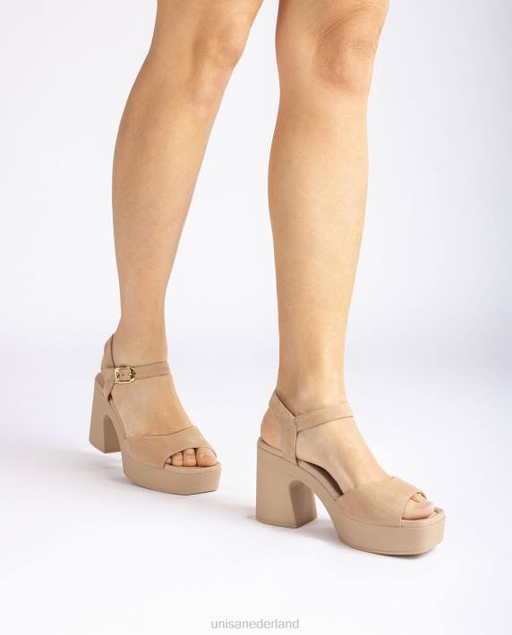 Unisa 02B086 sandaal met bijpassende blokhak vrouwen beige