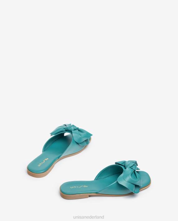 Unisa 02B0108 platte sandaal met strik vrouwen groente