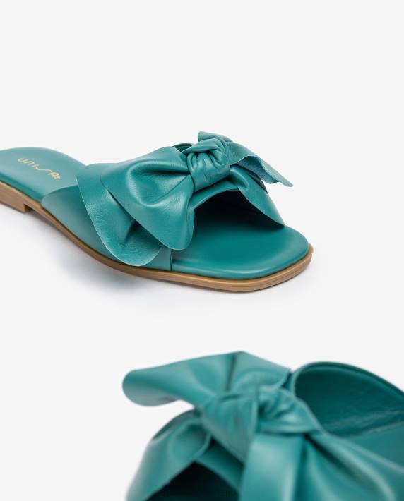 Unisa 02B0108 platte sandaal met strik vrouwen groente