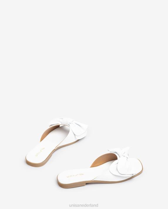 Unisa 02B0109 platte sandaal met strik vrouwen wit