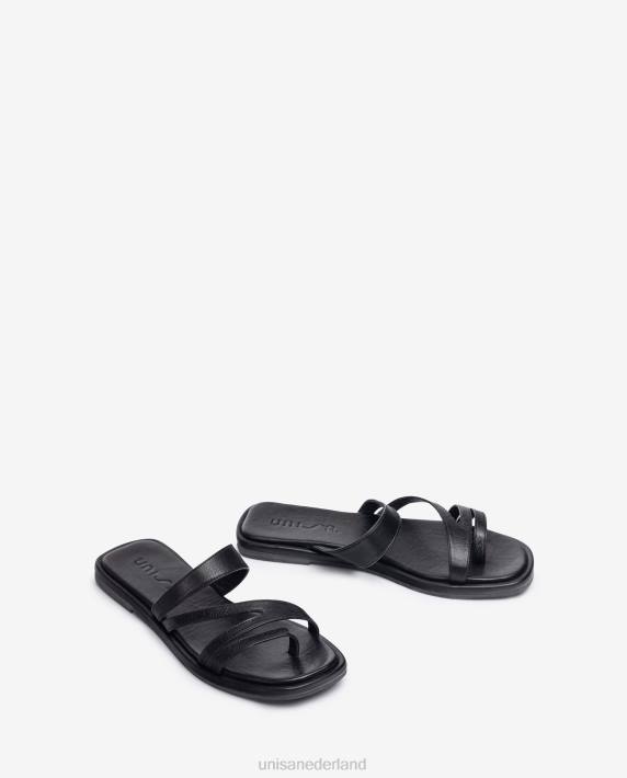 Unisa 02B013 platte sandaal met bandjes vrouwen zwart
