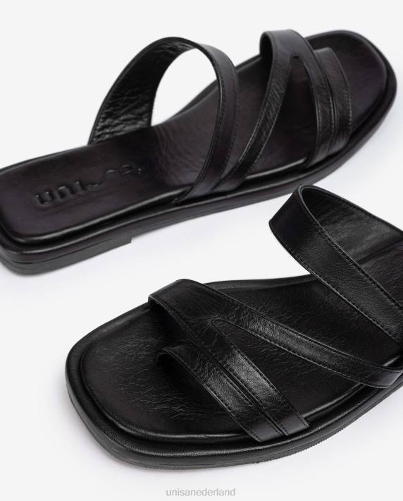 Unisa 02B013 platte sandaal met bandjes vrouwen zwart