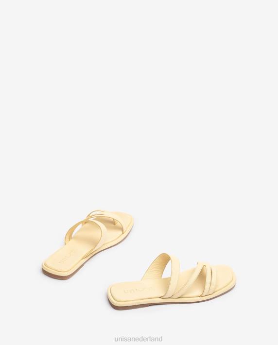 Unisa 02B015 platte sandaal met bandjes vrouwen beige