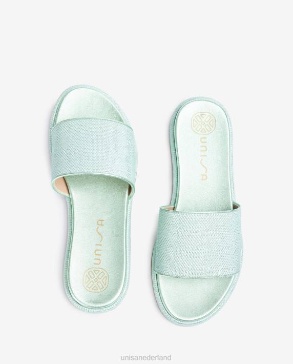 Unisa 02B029 platte sandaal met een brede vamp vrouwen blauw