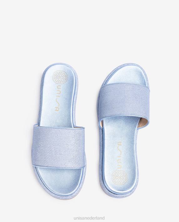 Unisa 02B030 platte sandaal met een brede vamp vrouwen blauw