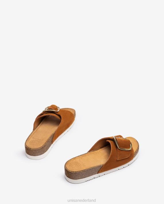 Unisa 02B0325 suède sandaal met gesp vrouwen bruin