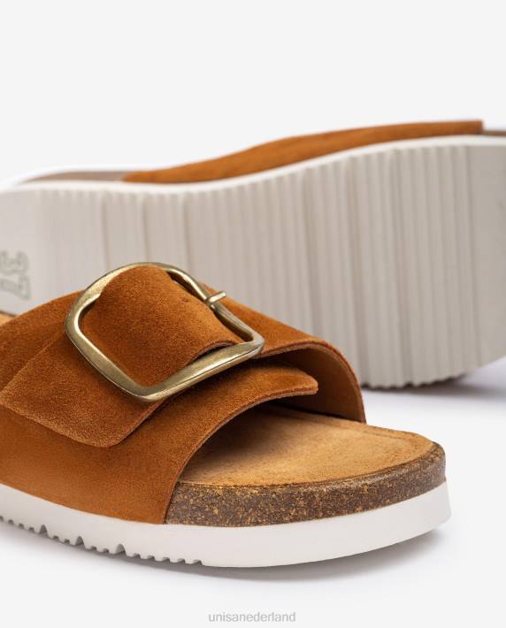 Unisa 02B0325 suède sandaal met gesp vrouwen bruin