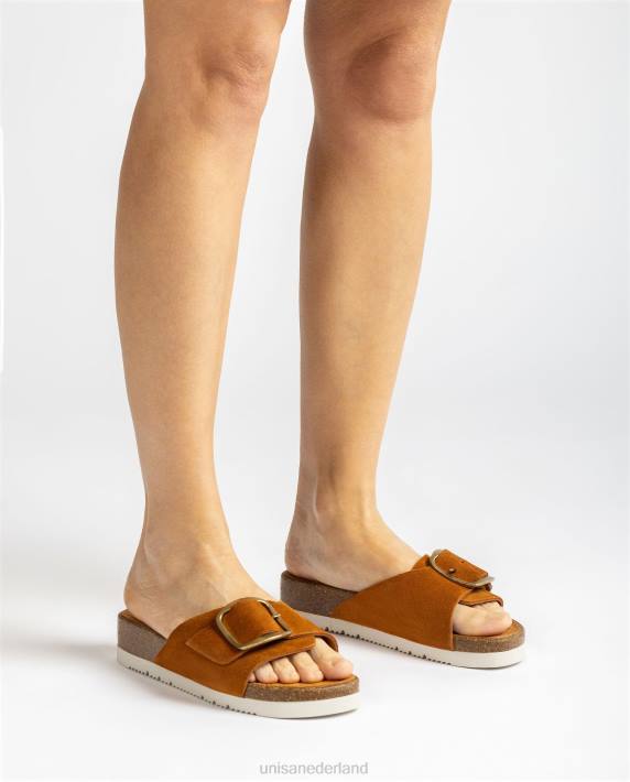 Unisa 02B0325 suède sandaal met gesp vrouwen bruin