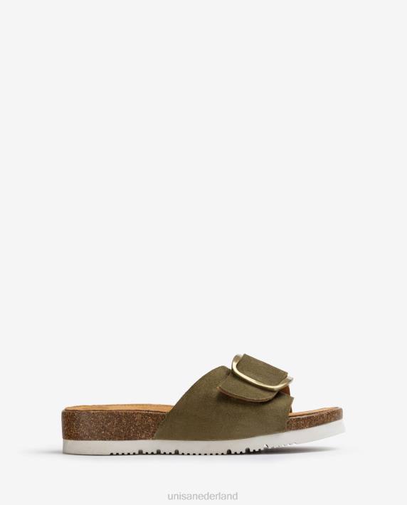 Unisa 02B0326 suède sandaal met gesp vrouwen groente