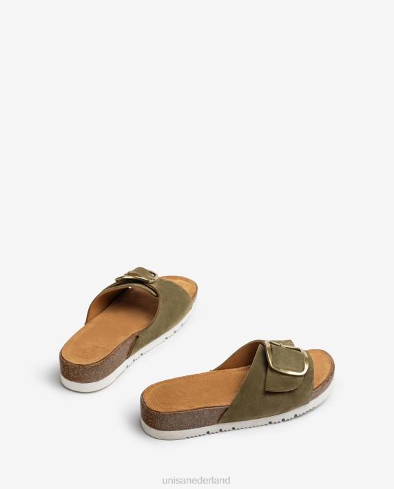 Unisa 02B0326 suède sandaal met gesp vrouwen groente