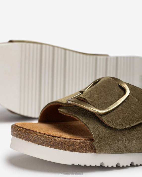 Unisa 02B0326 suède sandaal met gesp vrouwen groente