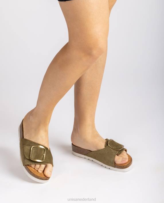 Unisa 02B0326 suède sandaal met gesp vrouwen groente