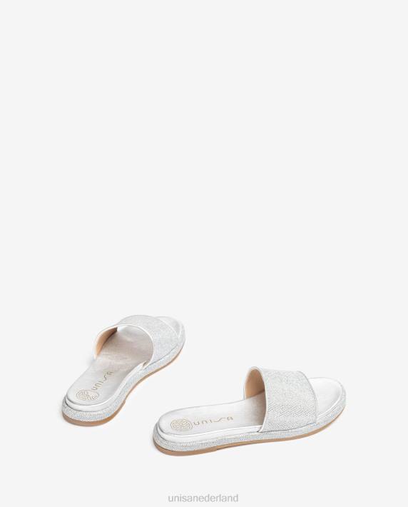 Unisa 02B032 platte sandaal met een brede vamp vrouwen zilver