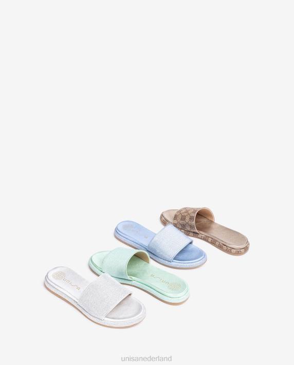 Unisa 02B032 platte sandaal met een brede vamp vrouwen zilver