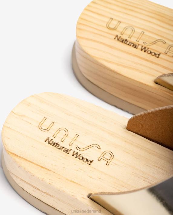 Unisa 02B0336 sandaal met een zool met houteffect vrouwen mode