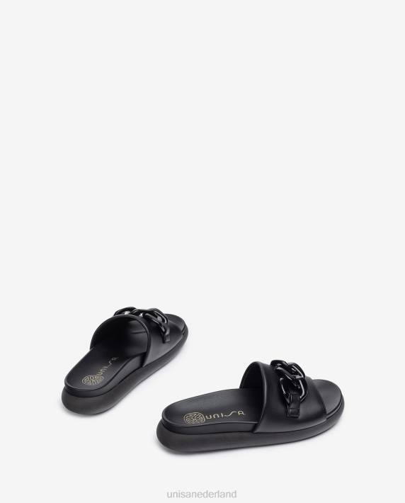 Unisa 02B0346 slippers met een ketting vrouwen zwart