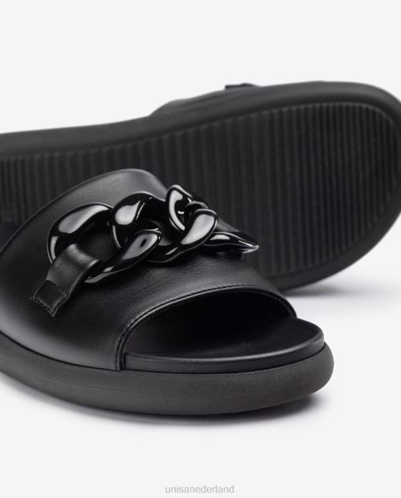 Unisa 02B0346 slippers met een ketting vrouwen zwart