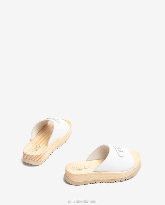 Unisa 02B0352 sandaal met een zool met houteffect vrouwen wit