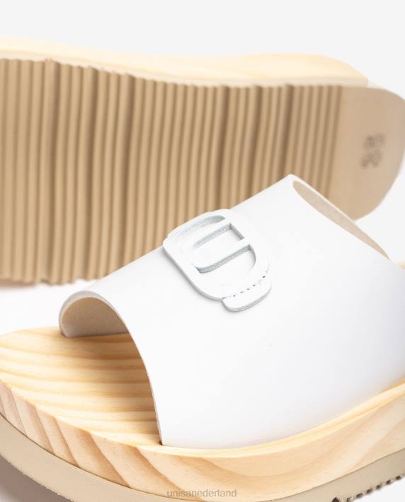 Unisa 02B0352 sandaal met een zool met houteffect vrouwen wit