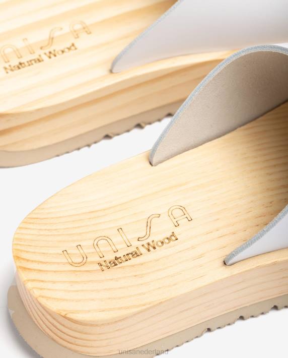 Unisa 02B0352 sandaal met een zool met houteffect vrouwen wit