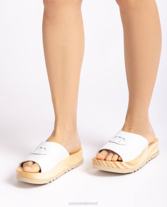 Unisa 02B0352 sandaal met een zool met houteffect vrouwen wit