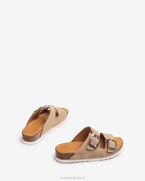 Unisa 02B0366 platte sandaal met dubbele band vrouwen bevallig