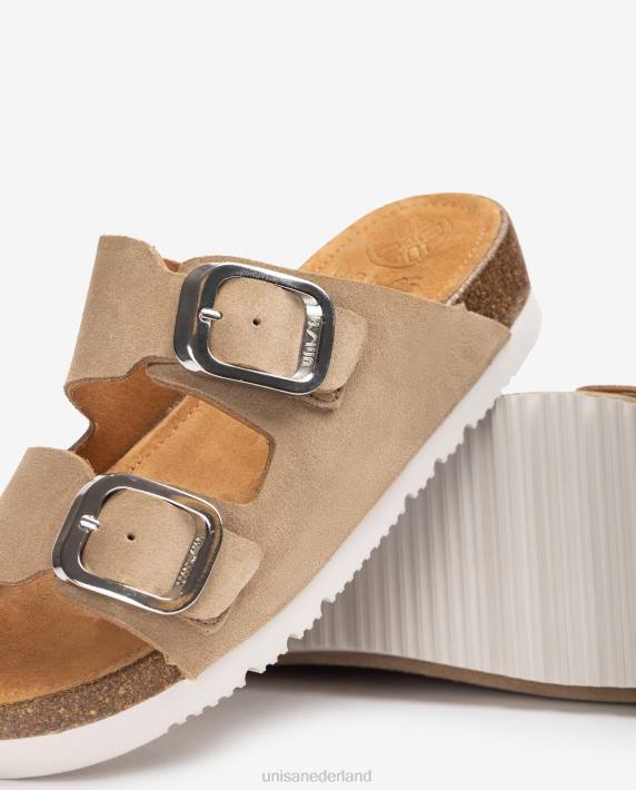 Unisa 02B0366 platte sandaal met dubbele band vrouwen bevallig