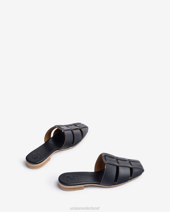 Unisa 02B0397 geperforeerde lederen sandaal vrouwen zwart