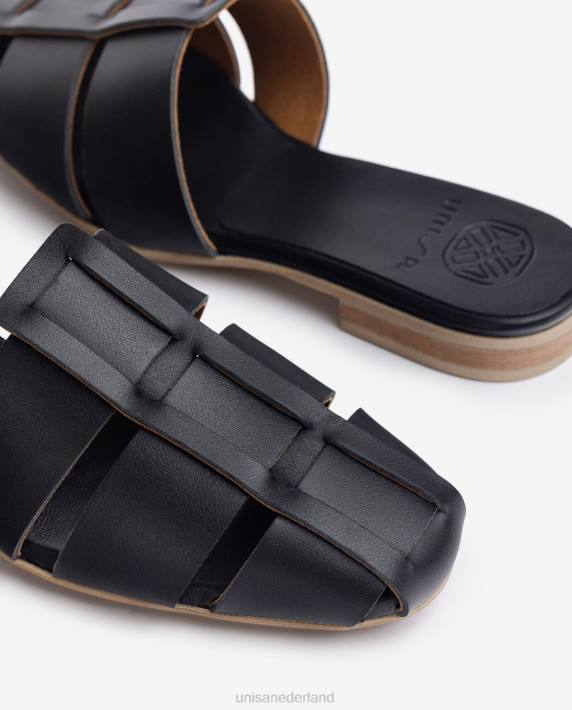 Unisa 02B0397 geperforeerde lederen sandaal vrouwen zwart