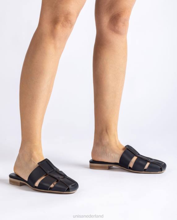 Unisa 02B0397 geperforeerde lederen sandaal vrouwen zwart