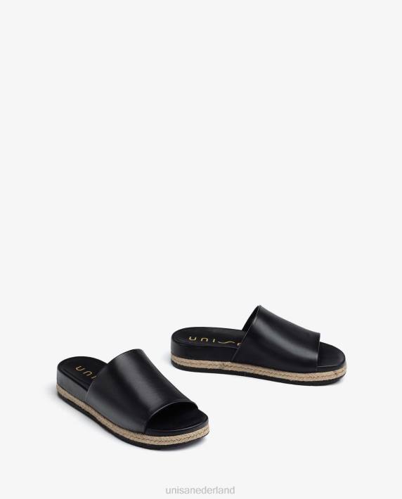 Unisa 02B0424 sandalen van leer en jute vrouwen zwart