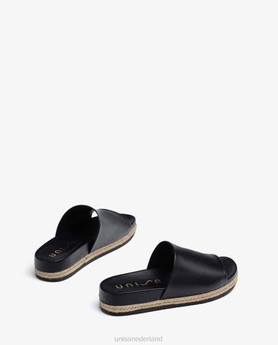 Unisa 02B0424 sandalen van leer en jute vrouwen zwart