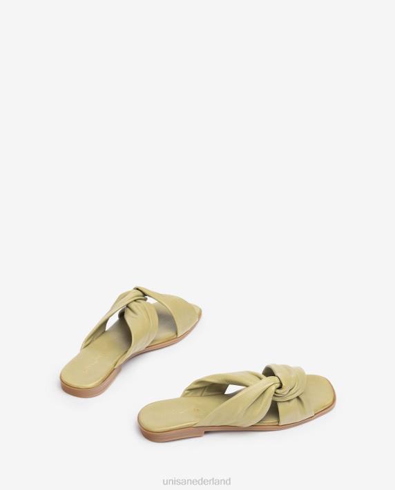 Unisa 02B064 platte sandaal met gekruiste bandjes vrouwen groente