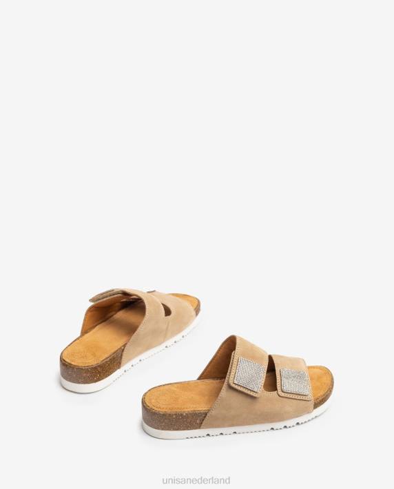 Unisa 02B093 platte sandaal met dubbele band vrouwen bevallig