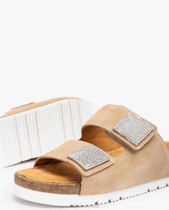 Unisa 02B093 platte sandaal met dubbele band vrouwen bevallig