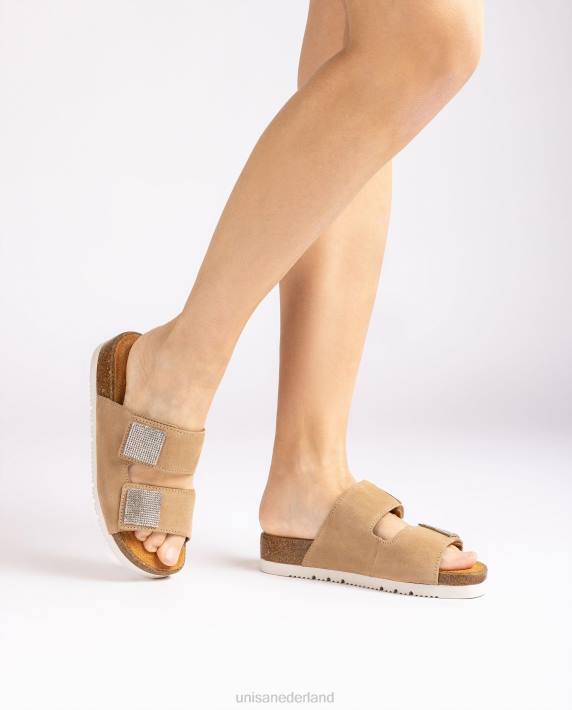 Unisa 02B093 platte sandaal met dubbele band vrouwen bevallig