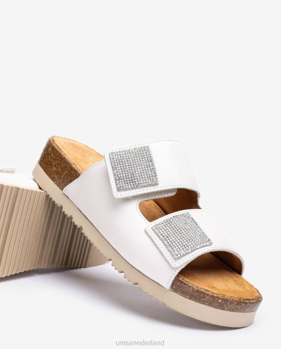 Unisa 02B095 platte sandaal met dubbele band vrouwen wit