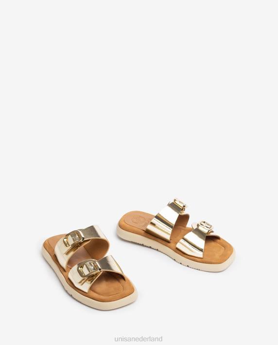 Unisa 02B098 platte sandaal met dubbele gesp vrouwen bevallig