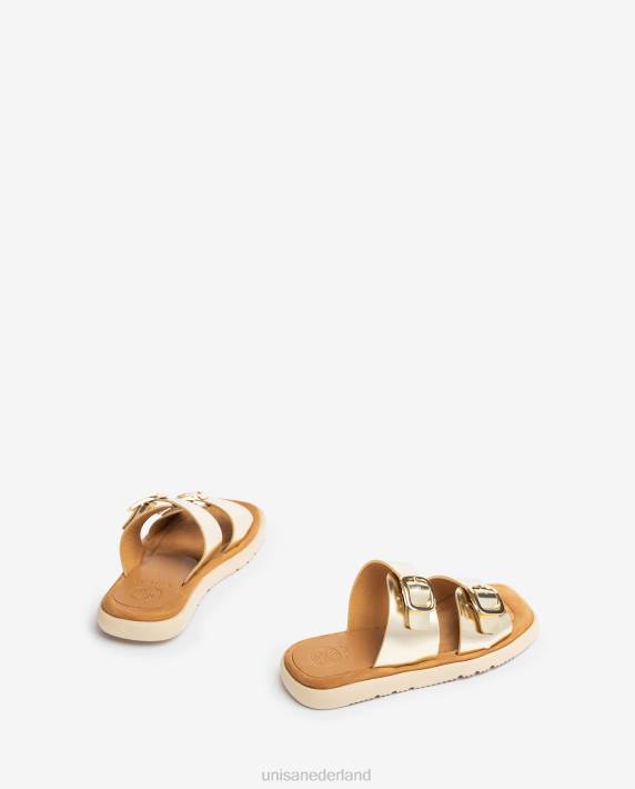 Unisa 02B098 platte sandaal met dubbele gesp vrouwen bevallig