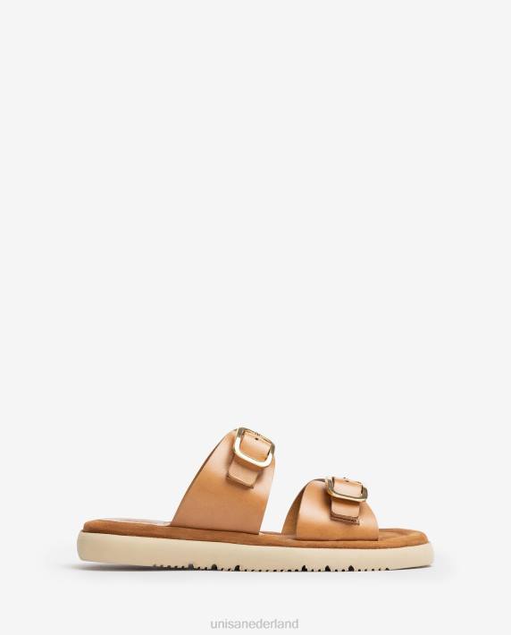 Unisa 02B099 platte sandaal met dubbele gesp vrouwen bevallig