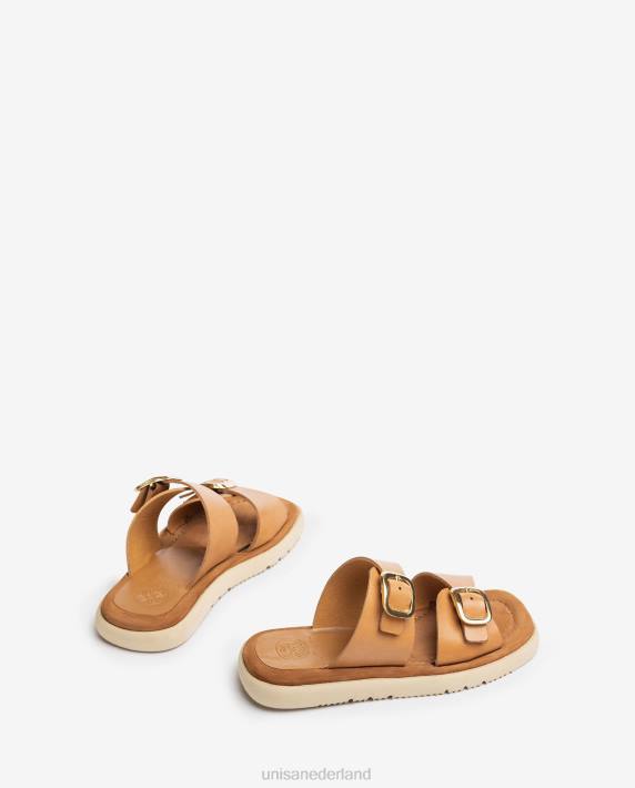 Unisa 02B099 platte sandaal met dubbele gesp vrouwen bevallig