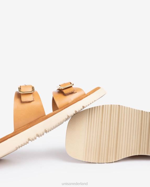 Unisa 02B099 platte sandaal met dubbele gesp vrouwen bevallig